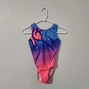 United All Around Gymnastics Leotard Dance Adult Small Blue and Pink Gradient